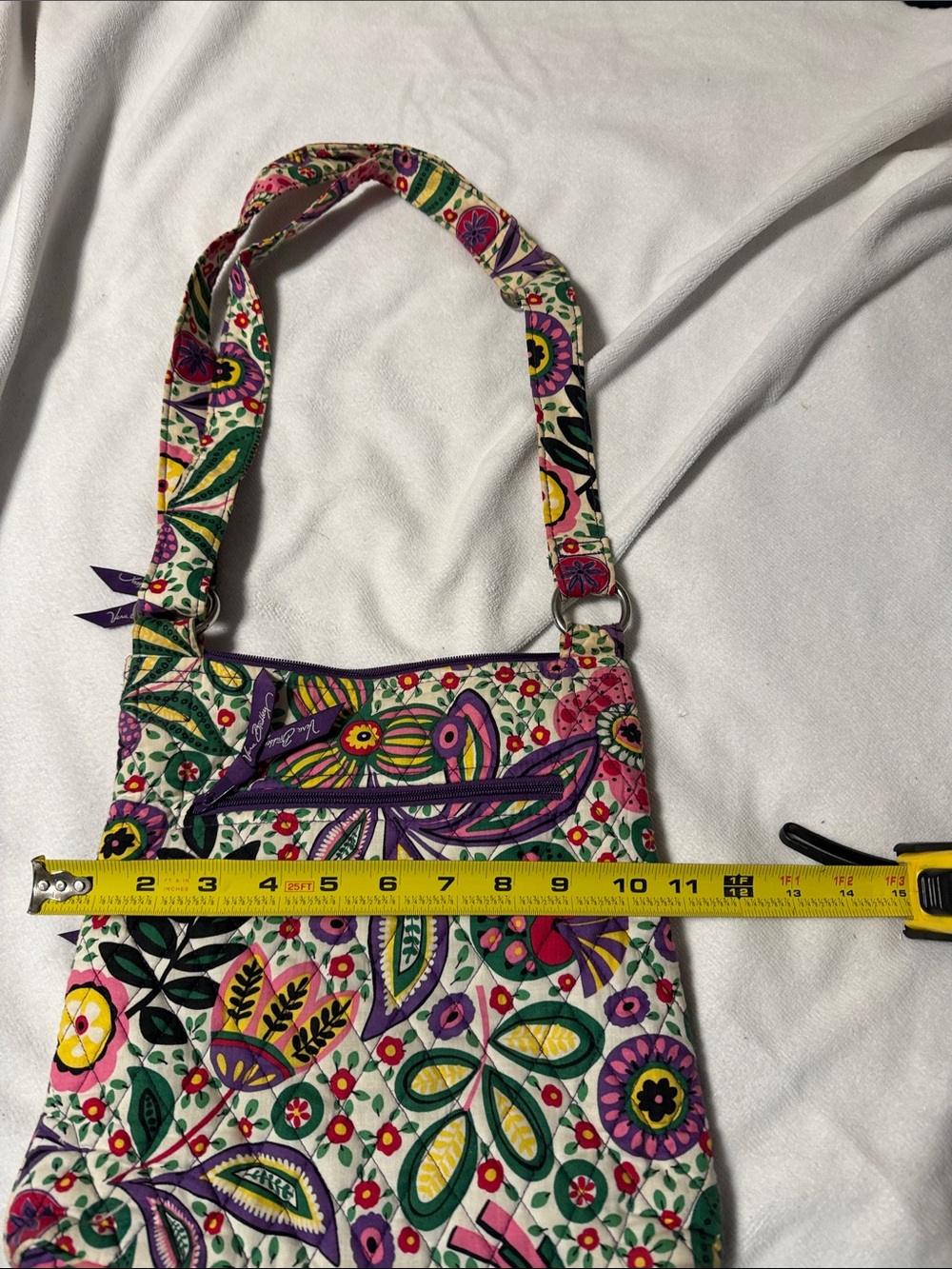 Vera Bradley Floral Crossbody Bag in Cream, Purple, Pink, Green, Yellow